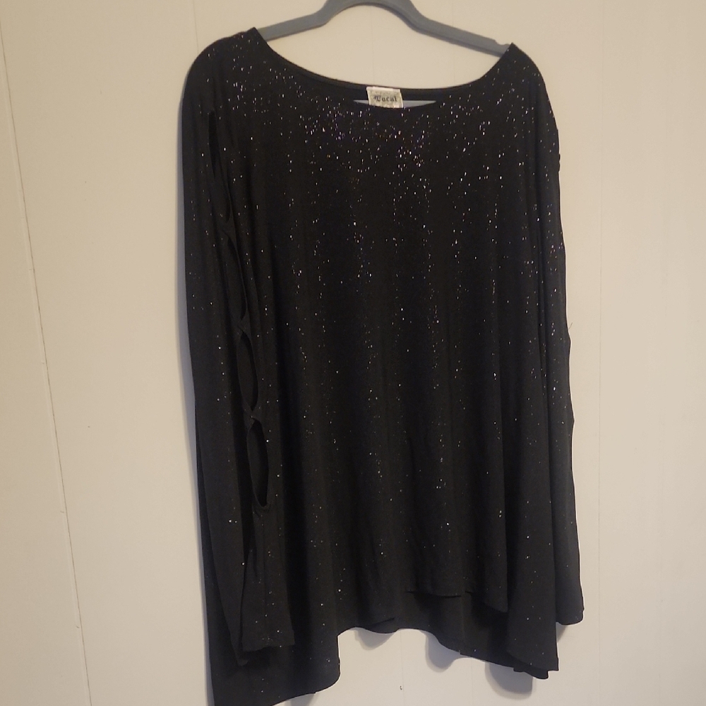 Vocal Black Glitter Long Sleeve Tunic